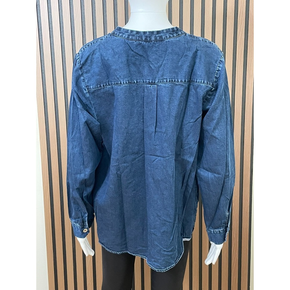 Soft Surroundings Women's PXL Blue Blouse Lyocell Top Denim Boho Chic Casual - Picture 2 of 9